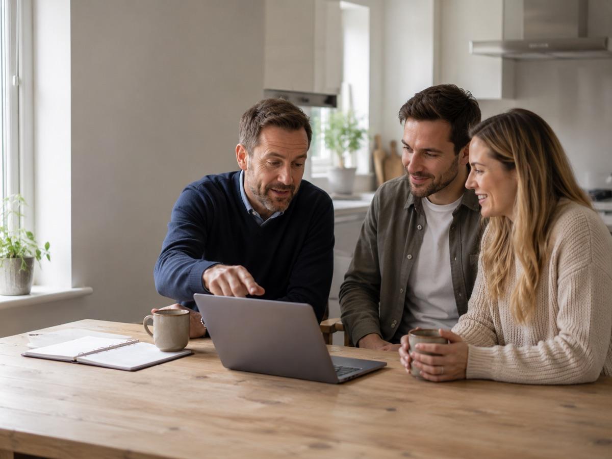 Mortgage broker talking a couple through their options